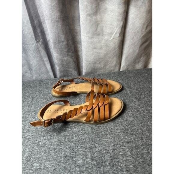 Journee Collection Women Solay Braided Slingback Sandals Size US 6.5M Tan Brown - Picture 3 of 6